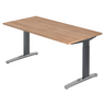 Scrivania regolabile in altezza XTRA XB 16 GC in aspetto noce con gambe grigie di hjh OFFICE PRO