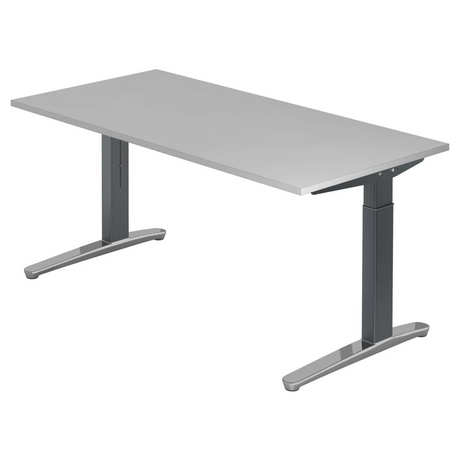 Scrivania regolabile in altezza XTRA XB 16 GC in grigio con piano rettangolare di hjh OFFICE PRO