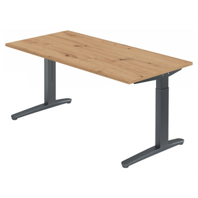 Scrivania regolabile in altezza XTRA XB 16 GG in rovere rustico con gambe grigie di hjh OFFICE PRO