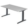 Scrivania regolabile in altezza XTRA XB 16 GG con piano grigio e gambe scure di hjh OFFICE PRO