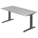 Scrivania regolabile in altezza XTRA XB 16 GG con piano grigio e gambe scure di hjh OFFICE PRO