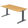 Scrivania regolabile in altezza XTRA XB 16 GG con piano in faggio marrone chiaro e struttura grigio scuro di hjh OFFICE PRO