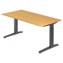 Scrivania regolabile in altezza XTRA XB 16 GG con piano in faggio marrone chiaro e struttura grigio scuro di hjh OFFICE PRO