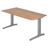 Scrivania regolabile in altezza XTRA XB 16 SS in aspetto noce con struttura grigia di hjh OFFICE PRO