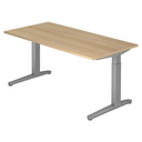 Scrivania regolabile in altezza XTRA XB 16 SS in aspetto rovere con piedi a T grigi di hjh OFFICE PRO