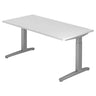 Scrivania regolabile in altezza XTRA XB 16 SS con piano bianco e gambe grigie di hjh OFFICE PRO