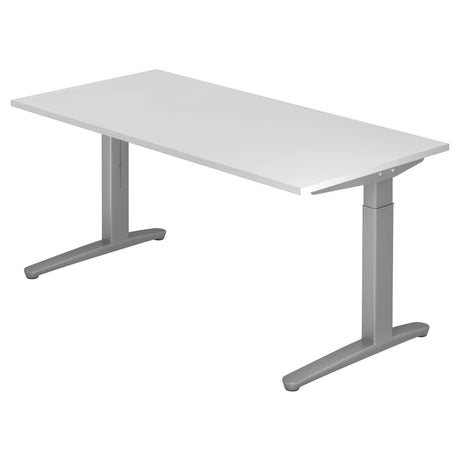 Scrivania regolabile in altezza XTRA XB 16 SS con piano bianco e gambe grigie di hjh OFFICE PRO
