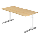 Scrivania regolabile in altezza XTRA XB 16 WC in acero con struttura bianca di hjh OFFICE PRO