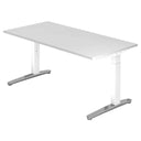 Scrivania regolabile in altezza XTRA XB 16 WC in bianco con piano rettangolare di hjh OFFICE PRO