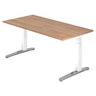 Scrivania regolabile in altezza XTRA XB 16 WC in aspetto noce con struttura bianca di hjh OFFICE PRO