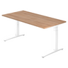 Scrivania regolabile in altezza XTRA XB 16 WW con piano in noce e struttura bianca di hjh OFFICE PRO