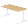 Scrivania regolabile in altezza XTRA XB 16 WW con piano in legno d'acero e struttura bianca di hjh OFFICE PRO