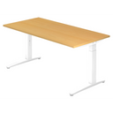 Scrivania regolabile in altezza XTRA XB 16 WW con piano color faggio e struttura bianca di hjh OFFICE PRO