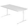 Scrivania regolabile in altezza XTRA XB 16 WW in bianco con piano rettangolare di hjh OFFICE PRO