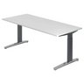 Scrivania regolabile in altezza XTRA XB 19 GC in bianco con piedi metallici di hjh OFFICE PRO
