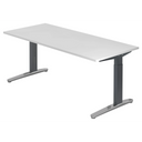 Scrivania regolabile in altezza XTRA XB 19 GC in bianco con piedi metallici di hjh OFFICE PRO