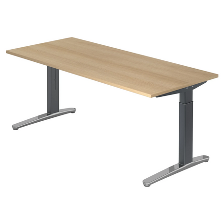 Scrivania regolabile in altezza XTRA XB 19 GC in effetto rovere con gambe grigie di hjh OFFICE PRO