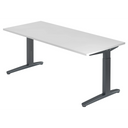 Scrivania regolabile in altezza XTRA XB 19 GG con piano bianco e struttura grigio scuro di hjh OFFICE PRO