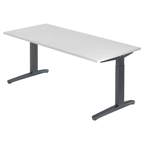 Scrivania regolabile in altezza XTRA XB 19 GG con piano bianco e struttura grigio scuro di hjh OFFICE PRO