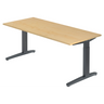 Scrivania regolabile in altezza XTRA XB 19 GG in acero con struttura grigio scuro di hjh OFFICE PRO