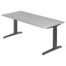 Scrivania regolabile in altezza XTRA XB 19 GG con piano grigio e struttura grigio scuro di hjh OFFICE PRO