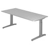 Scrivania regolabile in altezza XTRA XB 19 SS in grigio con un ampio piano di lavoro rettangolare di hjh OFFICE PRO