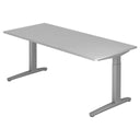 Scrivania regolabile in altezza XTRA XB 19 SS in grigio con un ampio piano di lavoro rettangolare di hjh OFFICE PRO