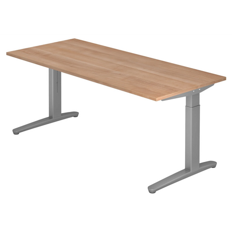 Scrivania regolabile in altezza XTRA XB 19 SS effetto noce con piedi a T grigi di hjh OFFICE PRO