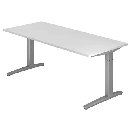 Scrivania regolabile in altezza XTRA XB 19 SS con piano bianco e gambe grigie di hjh OFFICE PRO
