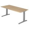 Scrivania regolabile in altezza XTRA XB 19 SS effetto rovere con gambe a T grigie di hjh OFFICE PRO