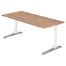 Scrivania regolabile in altezza XTRA XB 19 WC con piano in noce e gambe bianche di hjh OFFICE PRO