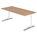 Scrivania regolabile in altezza XTRA XB 19 WC con piano in noce e gambe bianche di hjh OFFICE PRO