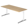 Scrivania regolabile in altezza XTRA XB 19 WC effetto rovere con gambe bianche di hjh OFFICE PRO