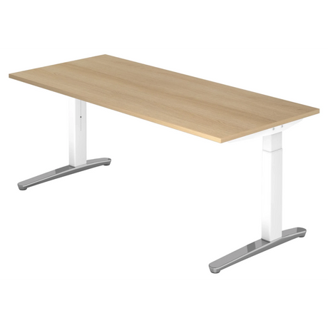 Scrivania regolabile in altezza XTRA XB 19 WC effetto rovere con gambe bianche di hjh OFFICE PRO