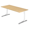 Scrivania regolabile in altezza XTRA XB 19 WC effetto acero con gambe bianche di hjh OFFICE PRO