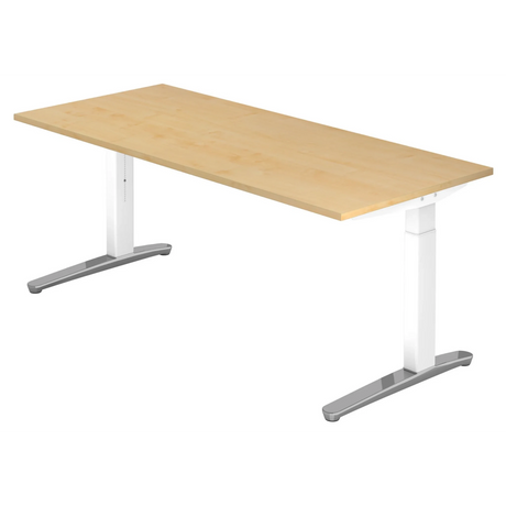 Scrivania regolabile in altezza XTRA XB 19 WC effetto acero con gambe bianche di hjh OFFICE PRO