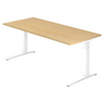 Scrivania regolabile in altezza XTRA XB 19 WW in acero con struttura bianca di hjh OFFICE PRO