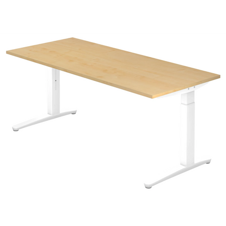 Scrivania regolabile in altezza XTRA XB 19 WW in acero con struttura bianca di hjh OFFICE PRO