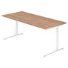 Scrivania regolabile in altezza XTRA XB 19 WW con piano in noce e struttura bianca di hjh OFFICE PRO