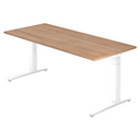 Scrivania regolabile in altezza XTRA XB 19 WW con piano in noce e struttura bianca di hjh OFFICE PRO