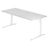 Scrivania regolabile in altezza XTRA XB 19 WW in bianco con un ampio piano rettangolare di hjh OFFICE PRO