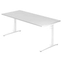 Scrivania regolabile in altezza XTRA XB 19 WW in bianco con un ampio piano rettangolare di hjh OFFICE PRO