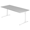 Scrivania regolabile in altezza XTRA XB 19 WW con piano grigio e struttura bianca di hjh OFFICE PRO