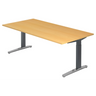 Scrivania regolabile in altezza XTRA XB 2E GC in faggio con struttura grigio scuro di hjh OFFICE PRO