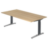 Scrivania regolabile in altezza XTRA XB 2E GC effetto rovere con piedini grigi di hjh OFFICE PRO
