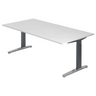 Scrivania regolabile in altezza XTRA XB 2E GC con piano bianco e gambe grigie di hjh OFFICE PRO