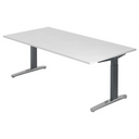 Scrivania regolabile in altezza XTRA XB 2E GC con piano bianco e gambe grigie di hjh OFFICE PRO