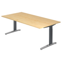 Scrivania regolabile in altezza XTRA XB 2E GC in effetto acero con gambe in metallo grigio di hjh OFFICE PRO