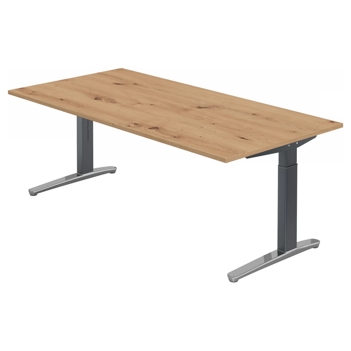 Scrivania regolabile in altezza XTRA XB 2E GC in rovere nodoso con gambe grigie di hjh OFFICE PRO
