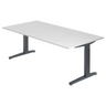 Scrivania regolabile in altezza XTRA XB 2E GG con piano bianco e gambe grigie di hjh OFFICE PRO